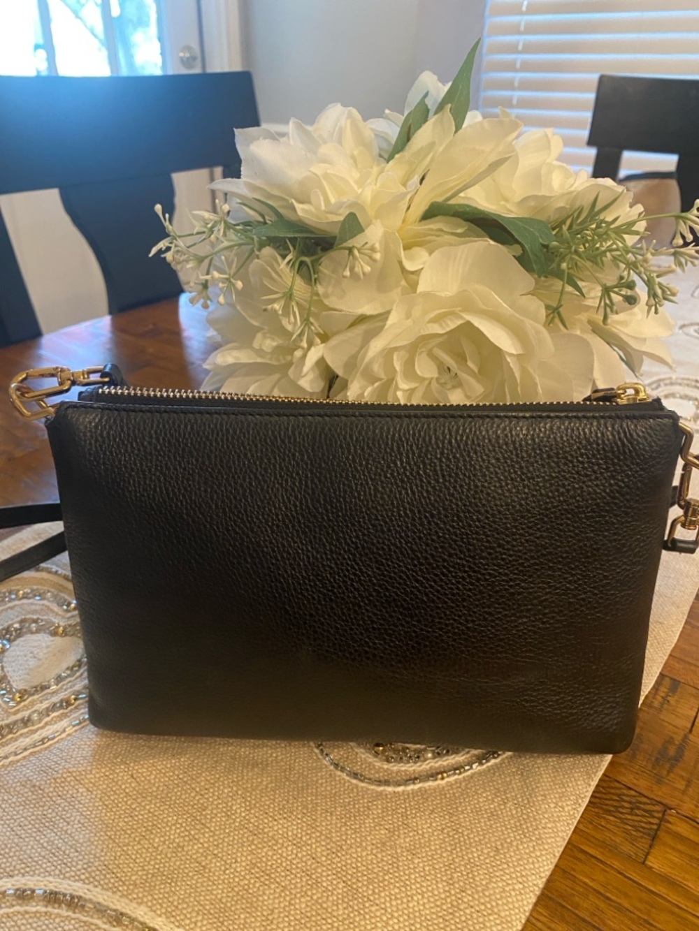 Tory Burch Black Pebbled Leather Logo Crossbody - Picture 6 of 16